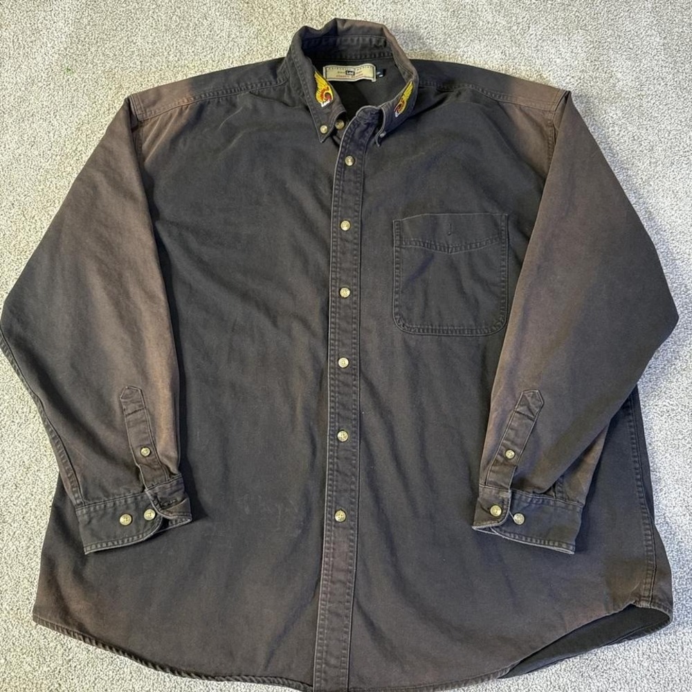 Vintage Lee Button Down Shirt 2X Heavy Sun Faded Distressed